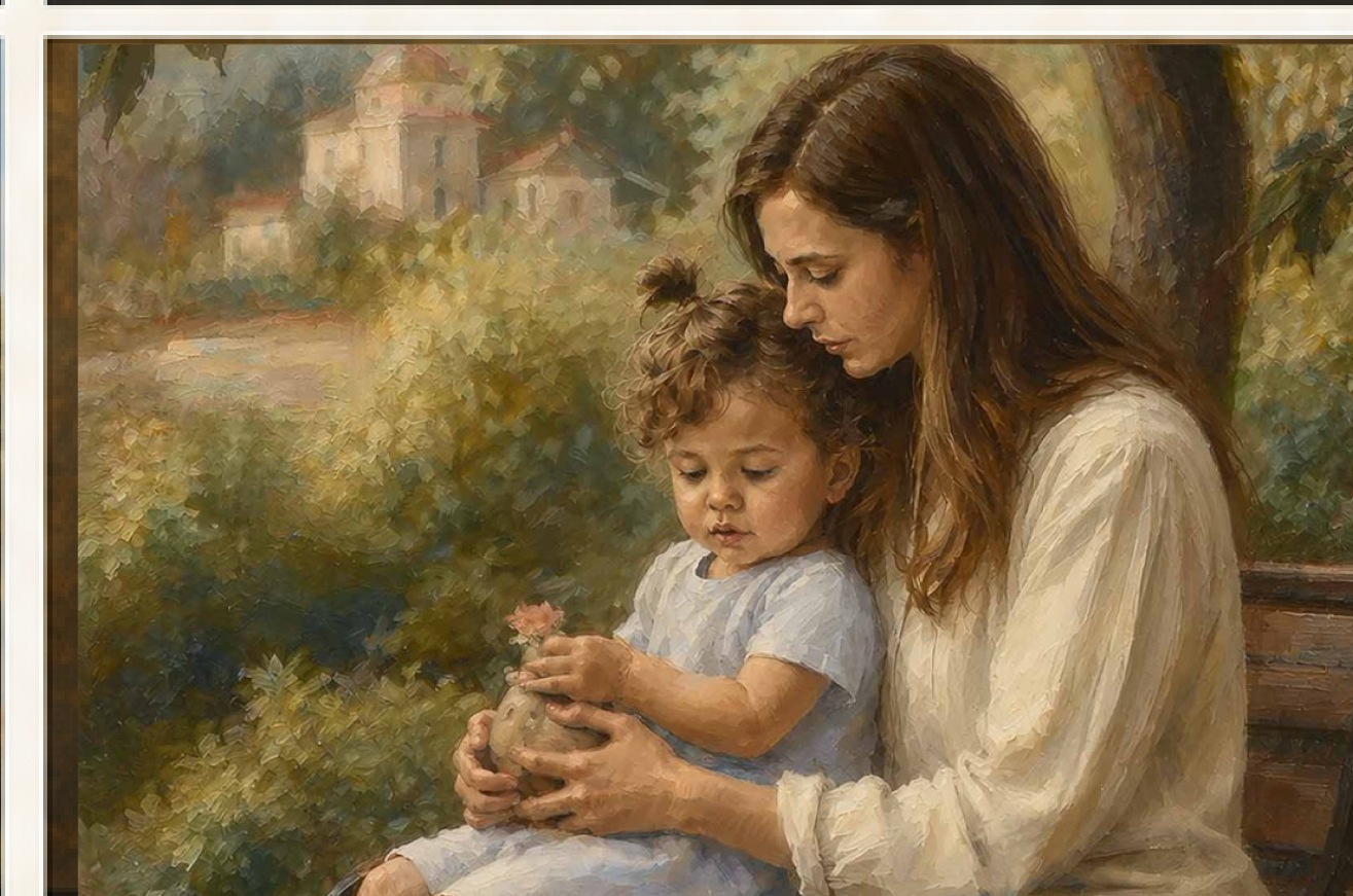 Tender family portrait of a mother and child.