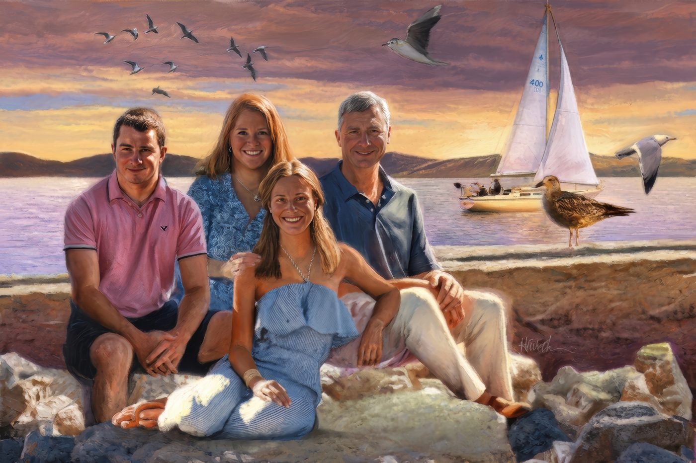 Family portrait by the water.