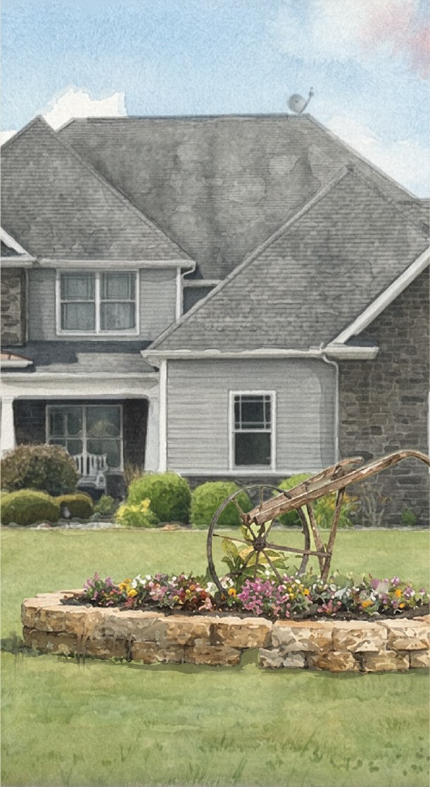 Painting of a family home